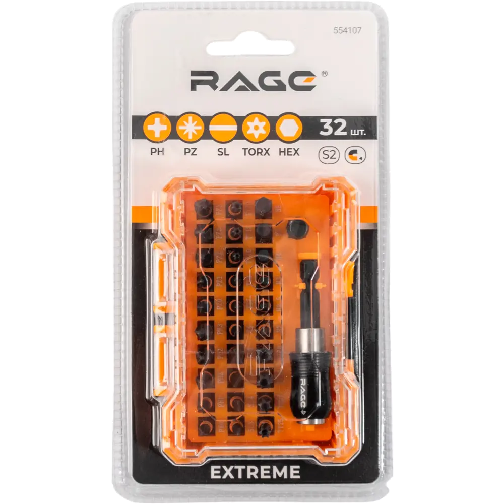 Фото 10 Набор бит магнитных Rage 554107, 32 шт. Фото 10 Набор бит магнитных Rage 554107, 32 шт.