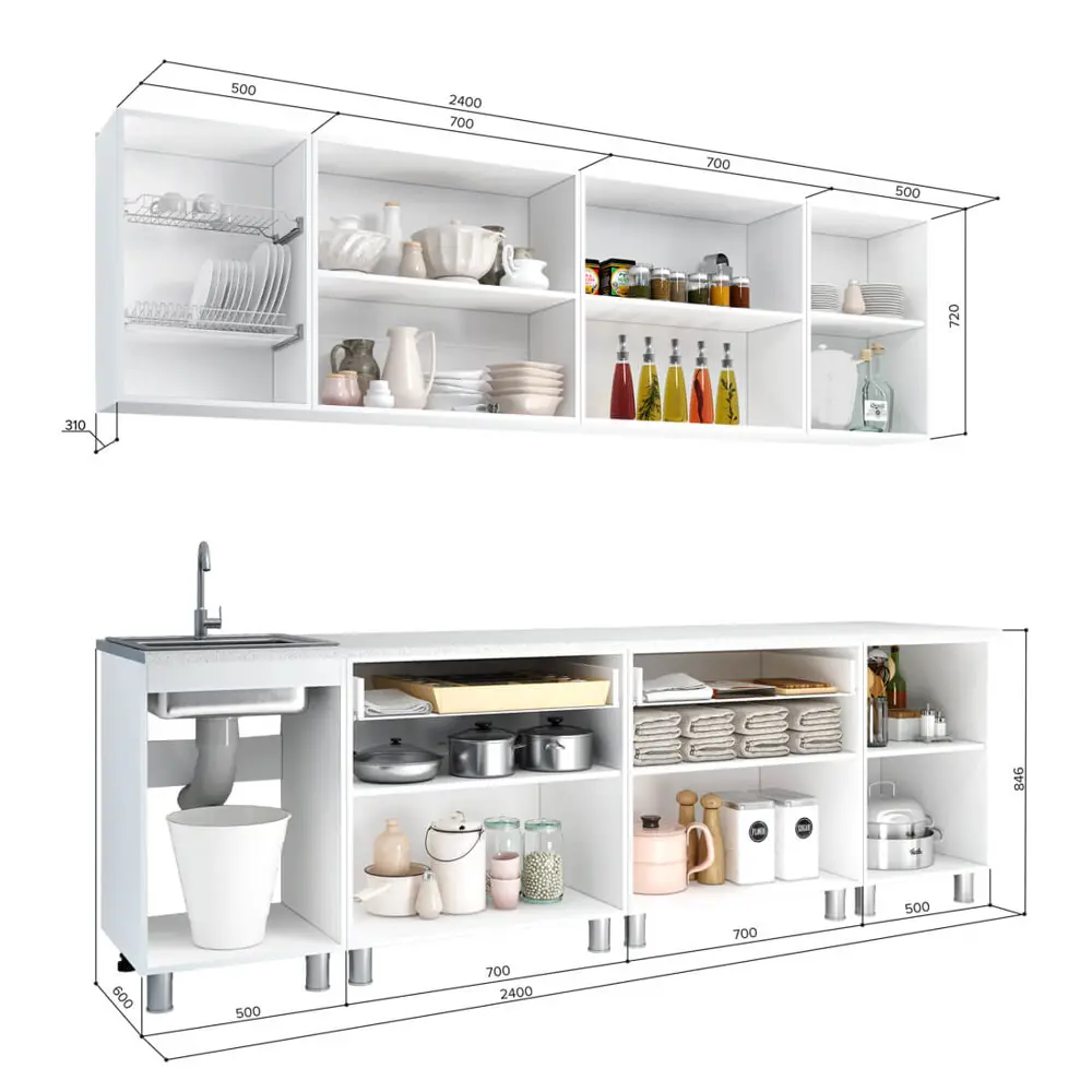 Фото 2 Кухня Айсбери Sv-мебель 00-00012894 240x217x60 см ЛДСП цвет белый Фото 2 Кухня Айсбери Sv-мебель 00-00012894 240x217x60 см ЛДСП цвет белый