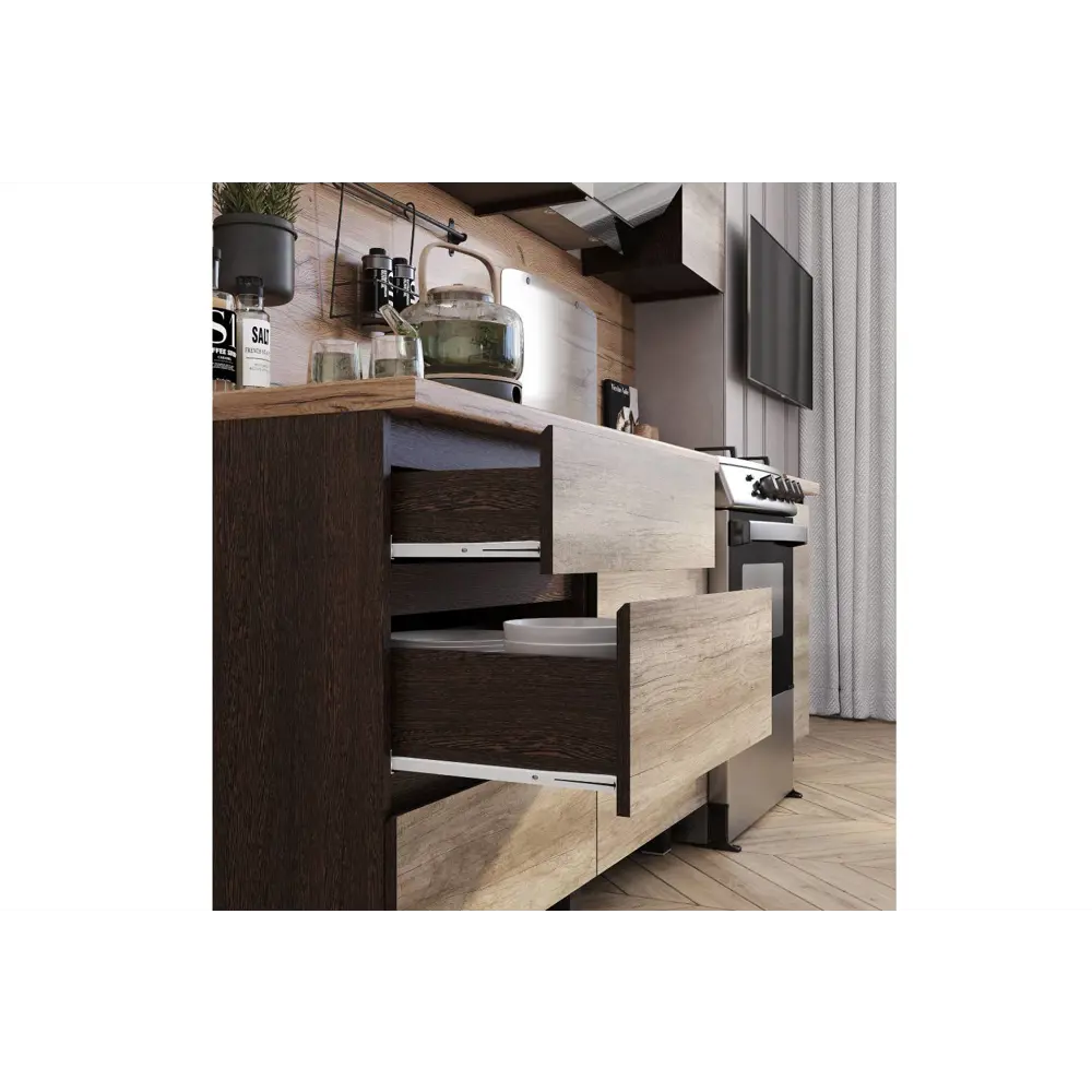 Фото 2 Кухня Энигма Sv-мебель 00-00164506 160x217x60 см ЛДСП цвет венге