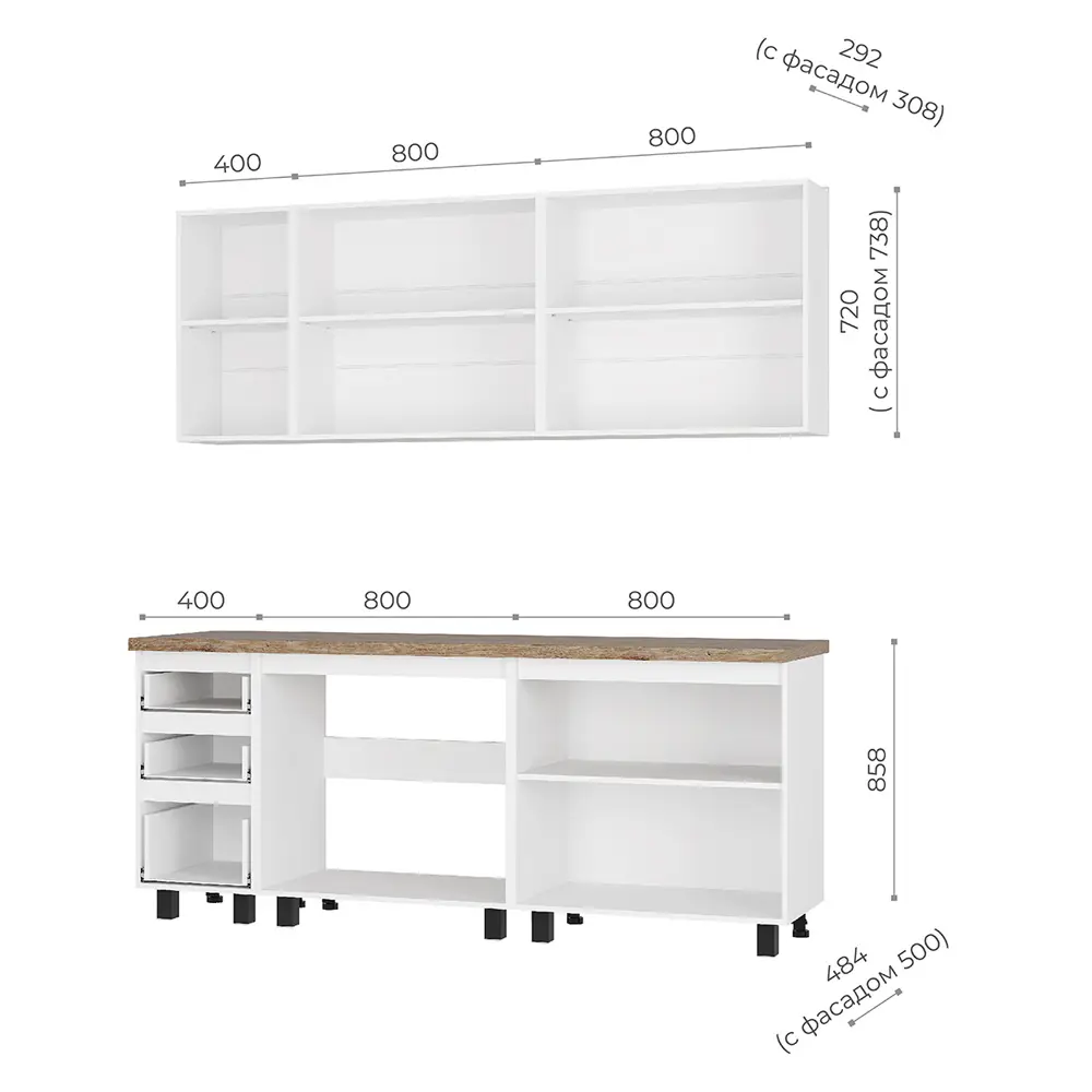 Фото 4 Кухня Честер Sv-мебель 00-00221029 200x217x60 см ЛДСП цвет кашемировый белый Фото 4 Кухня Честер Sv-мебель 00-00221029 200x217x60 см ЛДСП цвет кашемировый белый