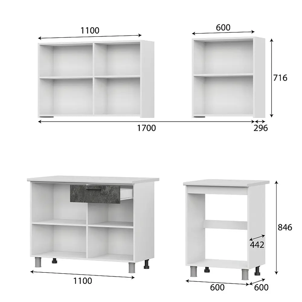 Фото 2 Кухня Розалия Sv-мебель 00-00221009 170x217x60 см ЛДСП цвет графит Фото 2 Кухня Розалия Sv-мебель 00-00221009 170x217x60 см ЛДСП цвет графит