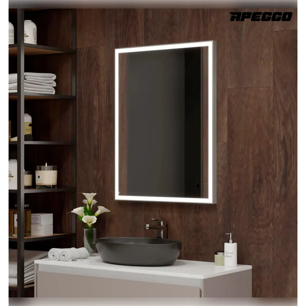 Фото 5 Зеркало для ванной Apeggo Jazmin Led GG90260GR 60x80 с подсветкой реверсивное крепление, серый Фото 5 Зеркало для ванной Apeggo Jazmin Led GG90260GR 60x80 с подсветкой реверсивное крепление, серый