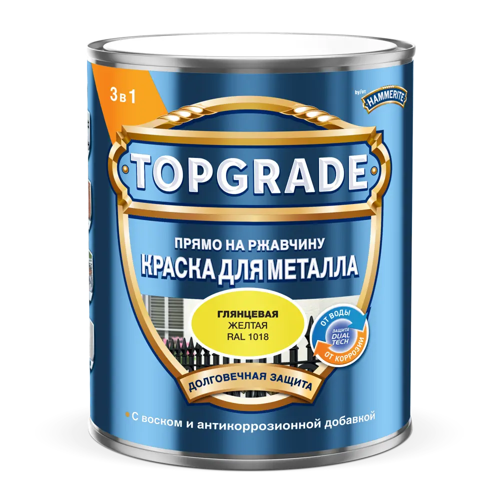 Фото 2 Грунт-эмаль по металлу 3 в 1 Topgrade гладкая цвет желтый 0.75 л Фото 2 Грунт-эмаль по металлу 3 в 1 Topgrade гладкая цвет желтый 0.75 л