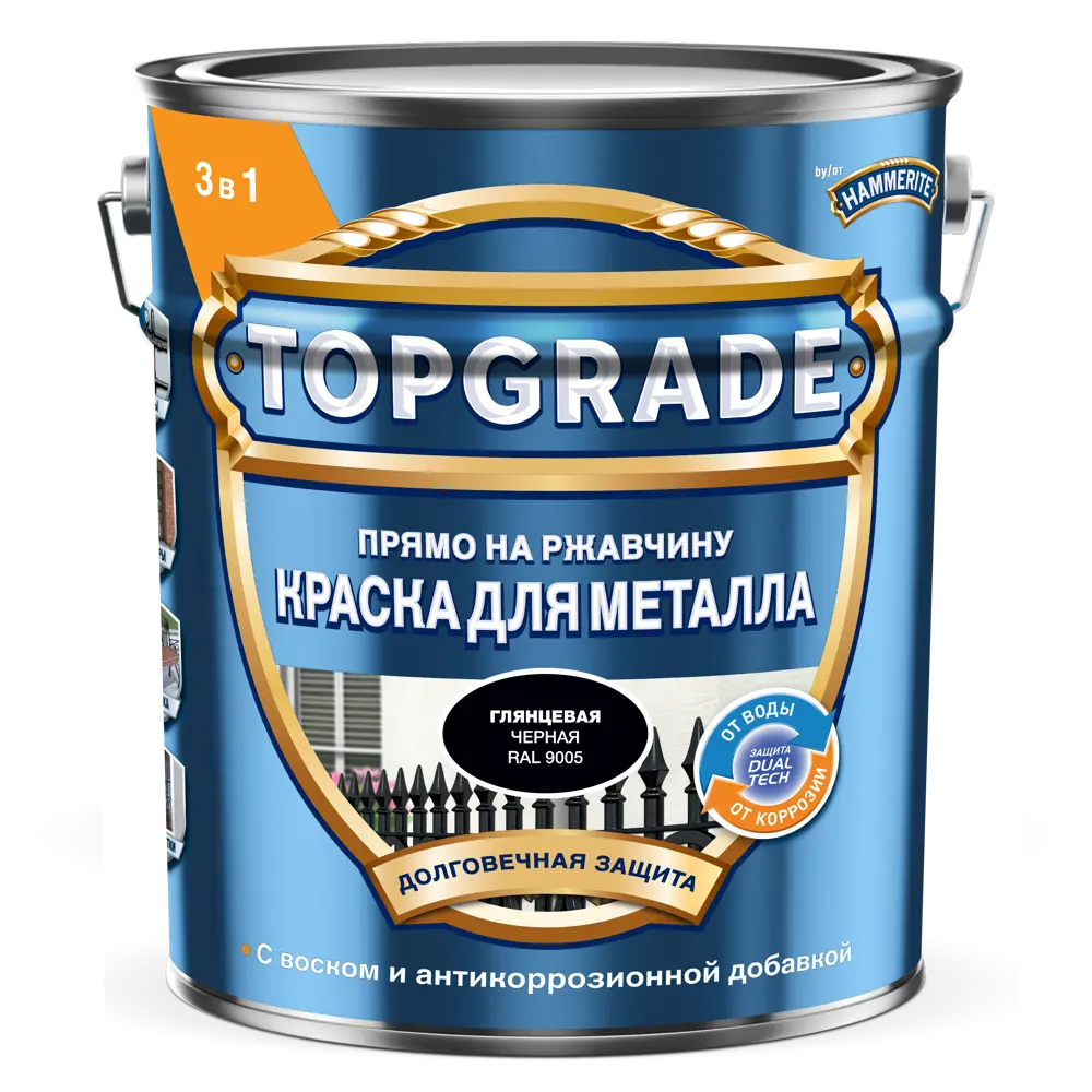 Фото 2 Грунт-эмаль по металлу 3 в 1 Topgrade гладкая цвет черный 5 л Фото 2 Грунт-эмаль по металлу 3 в 1 Topgrade гладкая цвет черный 5 л