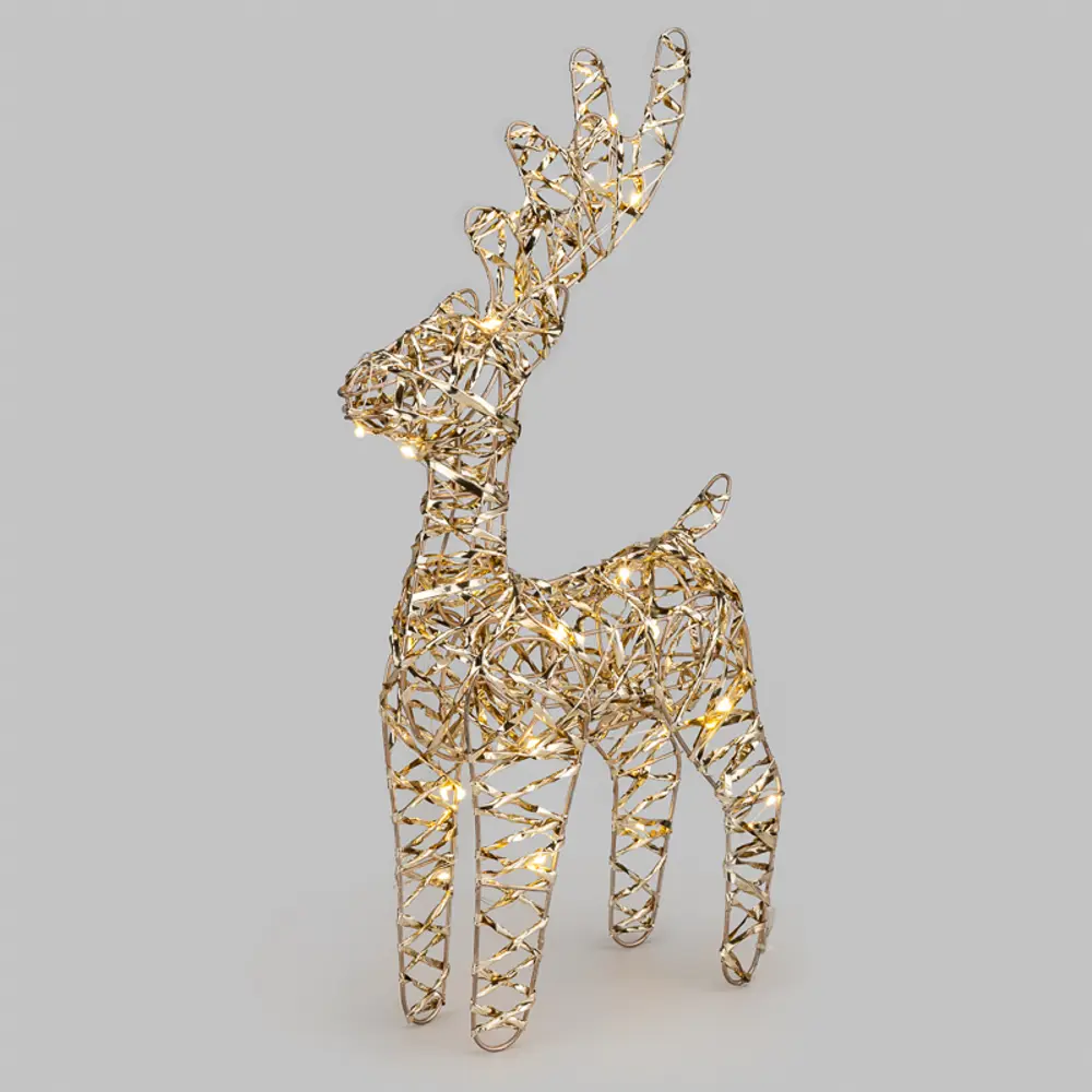Фото Светящаяся электрическая фигура Олень 3D-фигура для дома 25 ламп 34 см цвет золотистый Фото Светящаяся электрическая фигура Олень 3D-фигура для дома 25 ламп 34 см цвет золотистый