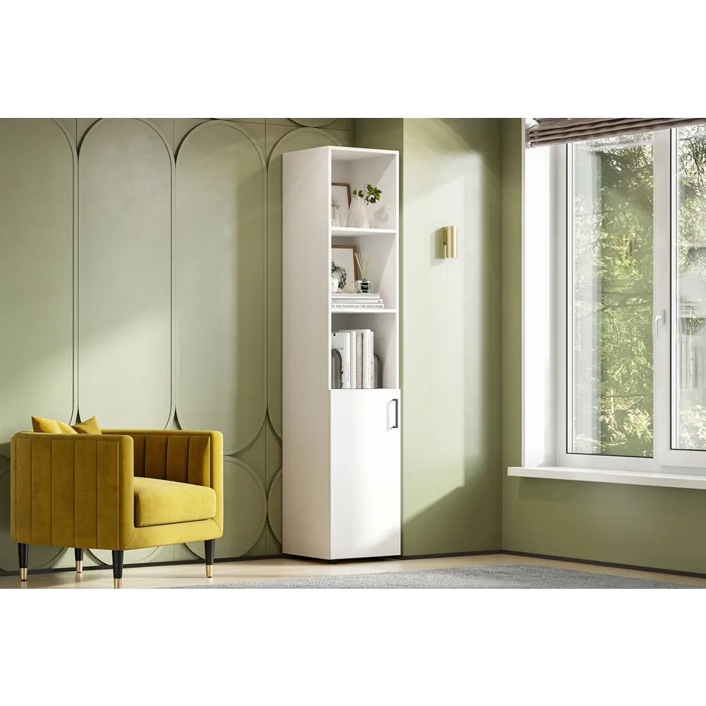 Фото Шкаф распашной Арника Пенал ПН 11 с 1 дверью 40x193.7x40 см ЛДСП цвет белый