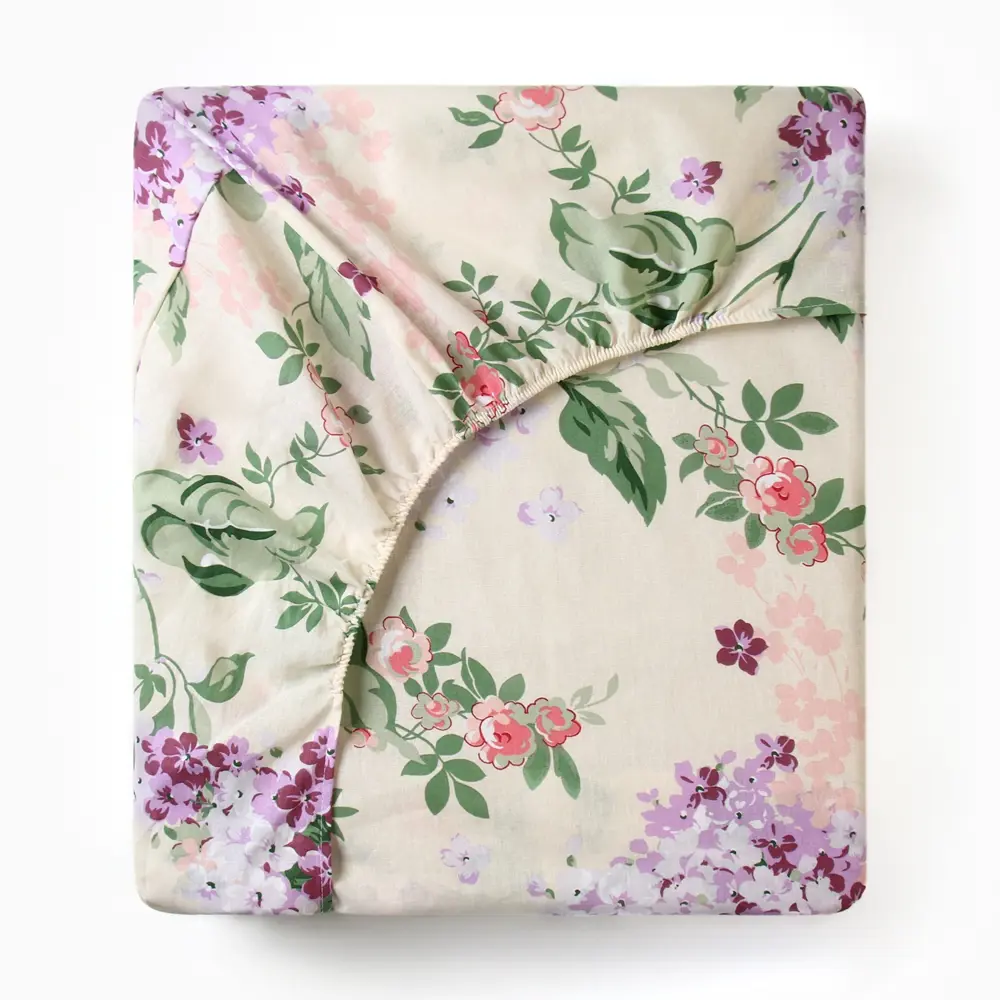 Фото 2 Простыня Этель Сирень 180x214 см хлопок на резинке цвет бежевый Фото 2 Простыня Этель Сирень 180x214 см хлопок на резинке цвет бежевый