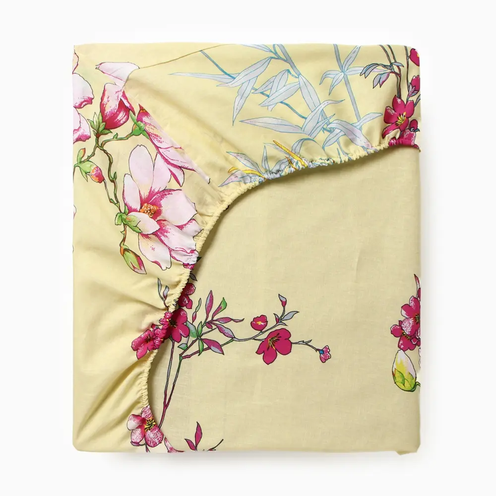 Фото 2 Простыня Этель Мелиса 200x220 см хлопок на резинке цвет желтый