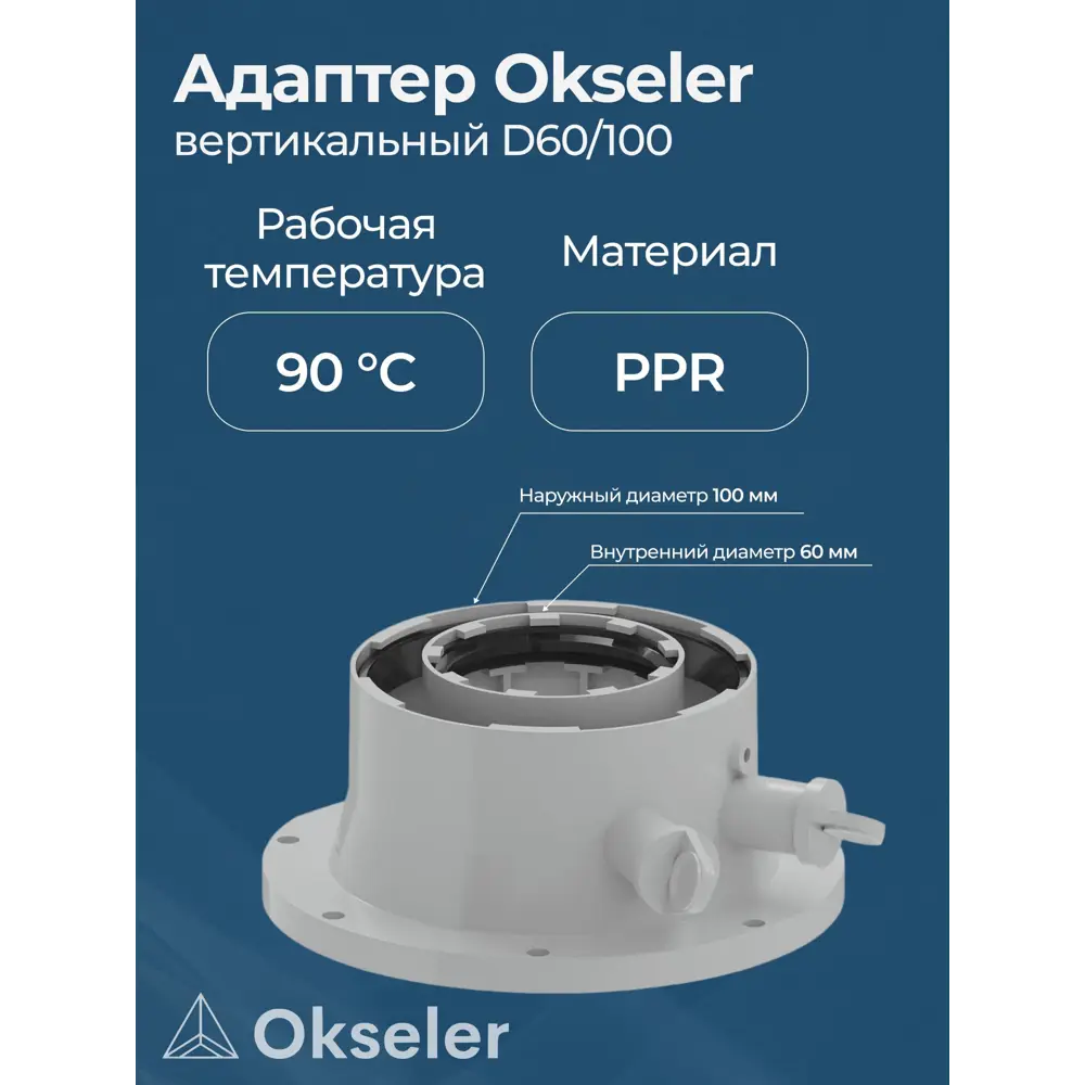 Фото 2 Комплект дымохода коаксильный Okseler D100 185x145 мм оцинкованная сталь oks00014 Фото 2 Комплект дымохода коаксильный Okseler D100 185x145 мм оцинкованная сталь oks00014