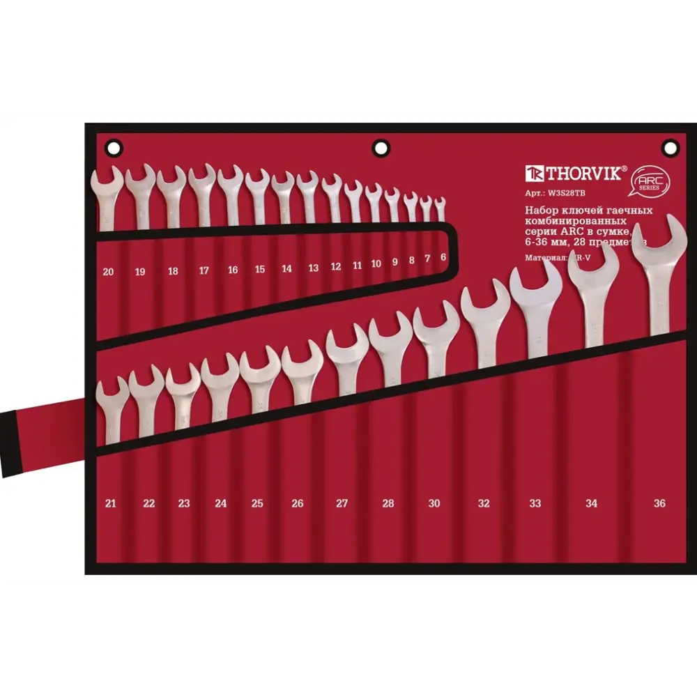 Фото Набор ключей комбинированных Thorvik W3S28TB 6-36 мм, 28 шт Фото Набор ключей комбинированных Thorvik W3S28TB 6-36 мм, 28 шт