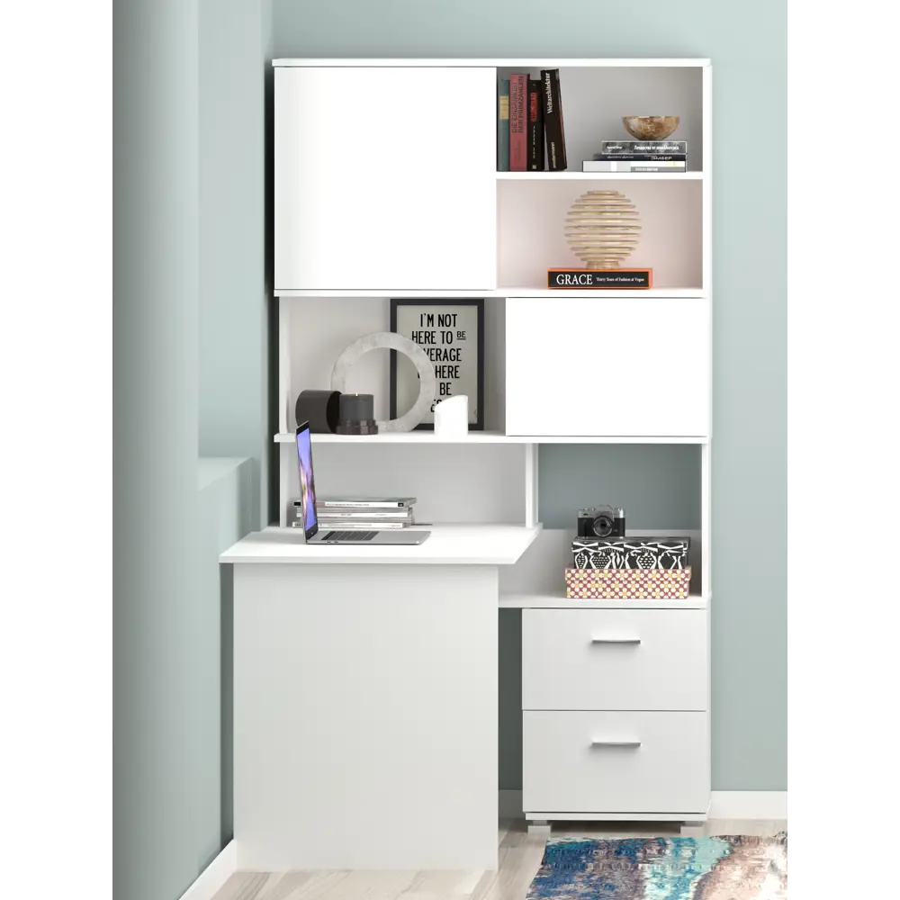 Фото 2 Стол компьютерный Мэрдэс СМД-105 105x1895x135 см ЛДСП цвет белый Фото 2 Стол компьютерный Мэрдэс СМД-105 105x1895x135 см ЛДСП цвет белый