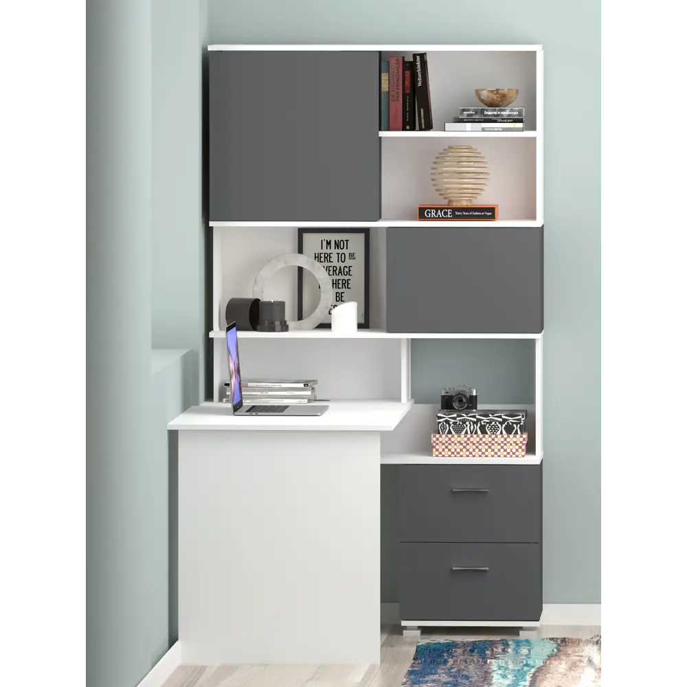 Фото 2 Стол компьютерный Мэрдэс СМД-105 БЕГ 105x1895x135 см ЛДСП цвет белый/графит