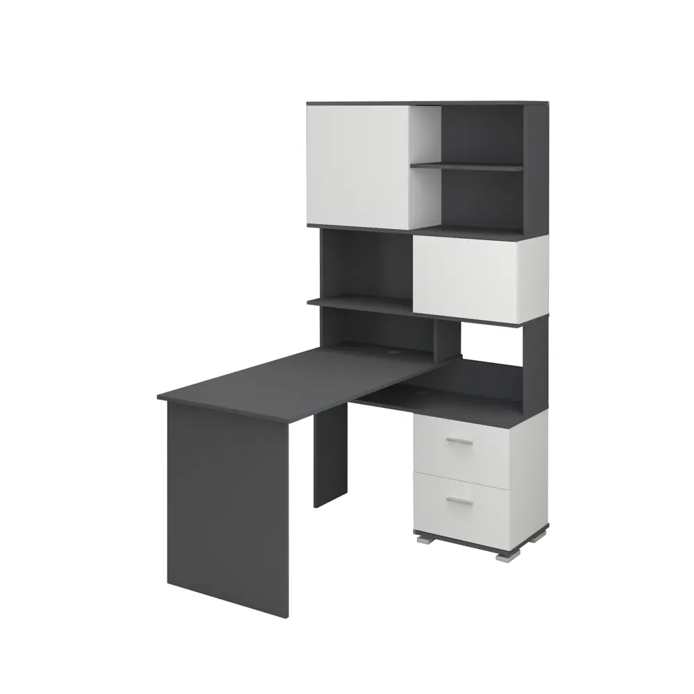 Фото 4 Стол компьютерный Мэрдэс СМД-105 105x1895x135 см ЛДСП цвет белый/графит Фото 4 Стол компьютерный Мэрдэс СМД-105 105x1895x135 см ЛДСП цвет белый/графит