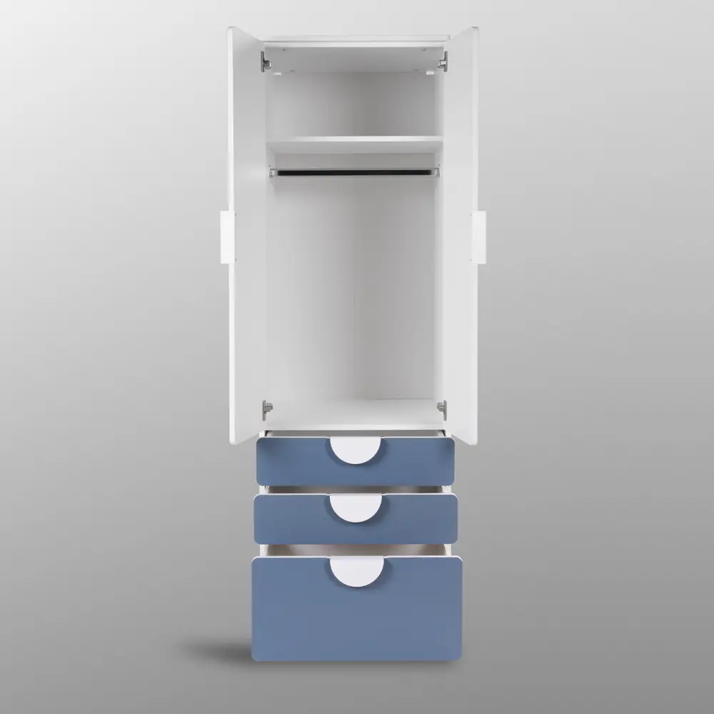 Фото 6 Шкаф распашной Гуд лакк Пикси с 2 дверями 3 ящиками и полкой 61x183x57 см ДСП цвет озорной василек Фото 6 Шкаф распашной Гуд лакк Пикси с 2 дверями 3 ящиками и полкой 61x183x57 см ДСП цвет озорной василек