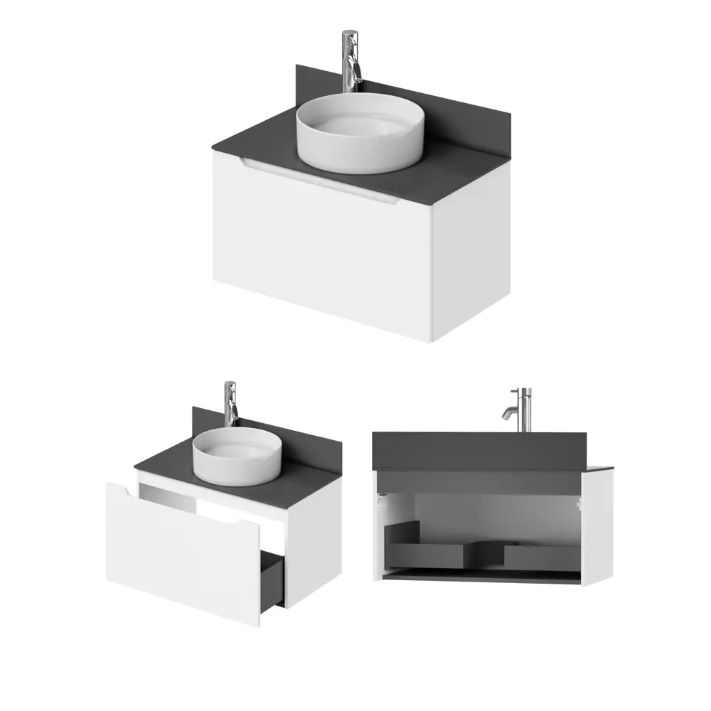 Фото 8 Тумба со столешницей подвесная Итана Alara 80 80.5x45.4x41 белый глянец Фото 8 Тумба со столешницей подвесная Итана Alara 80 80.5x45.4x41 белый глянец