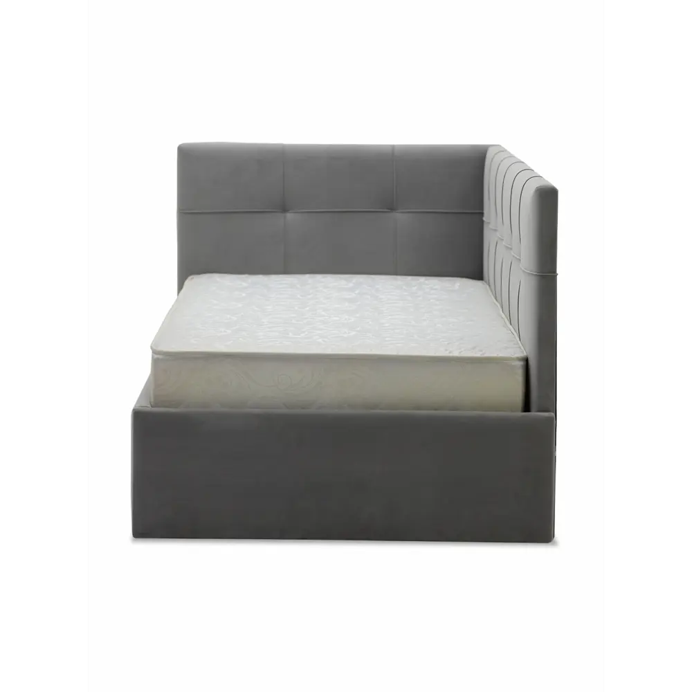 Фото 8 Кровать Ладья Келсо 214x85x101 см велюр цвет серый Фото 8 Кровать Ладья Келсо 214x85x101 см велюр цвет серый