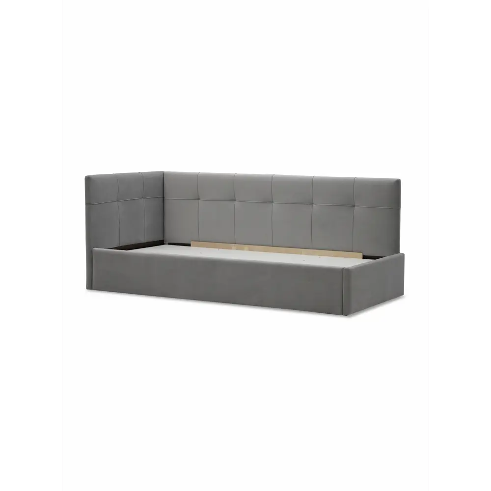 Фото 16 Кровать Ладья Келсо 214x85x101 см велюр цвет серый Фото 16 Кровать Ладья Келсо 214x85x101 см велюр цвет серый