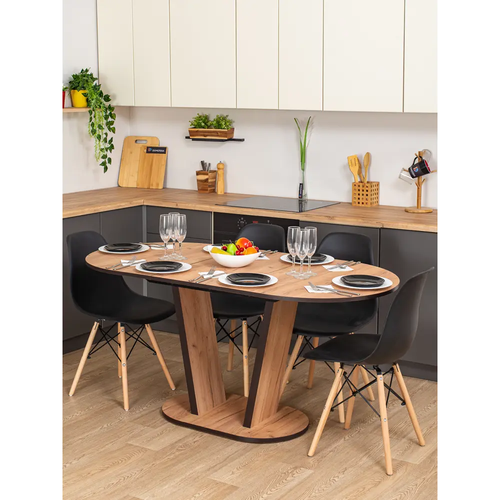 Фото 6 Кухонный стол овальный Домотека 9234 120x80 см лдсп цвет дуб канада Фото 6 Кухонный стол овальный Домотека 9234 120x80 см лдсп цвет дуб канада