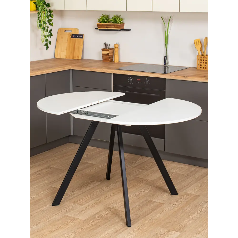 Фото 9 Кухонный стол круглый Домотека 9279 100x100 см лдсп цвет белый Фото 9 Кухонный стол круглый Домотека 9279 100x100 см лдсп цвет белый