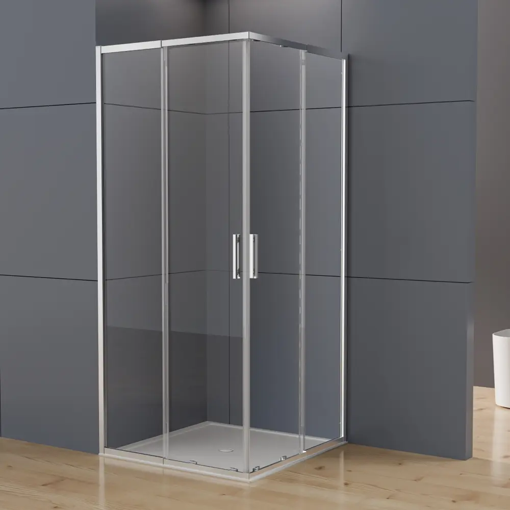 Фото Душевой уголок Vincea Rapid-N VSS-3RN 90x90см квадратный хромированный профиль эффект стекла прозрачное закаленное стекло