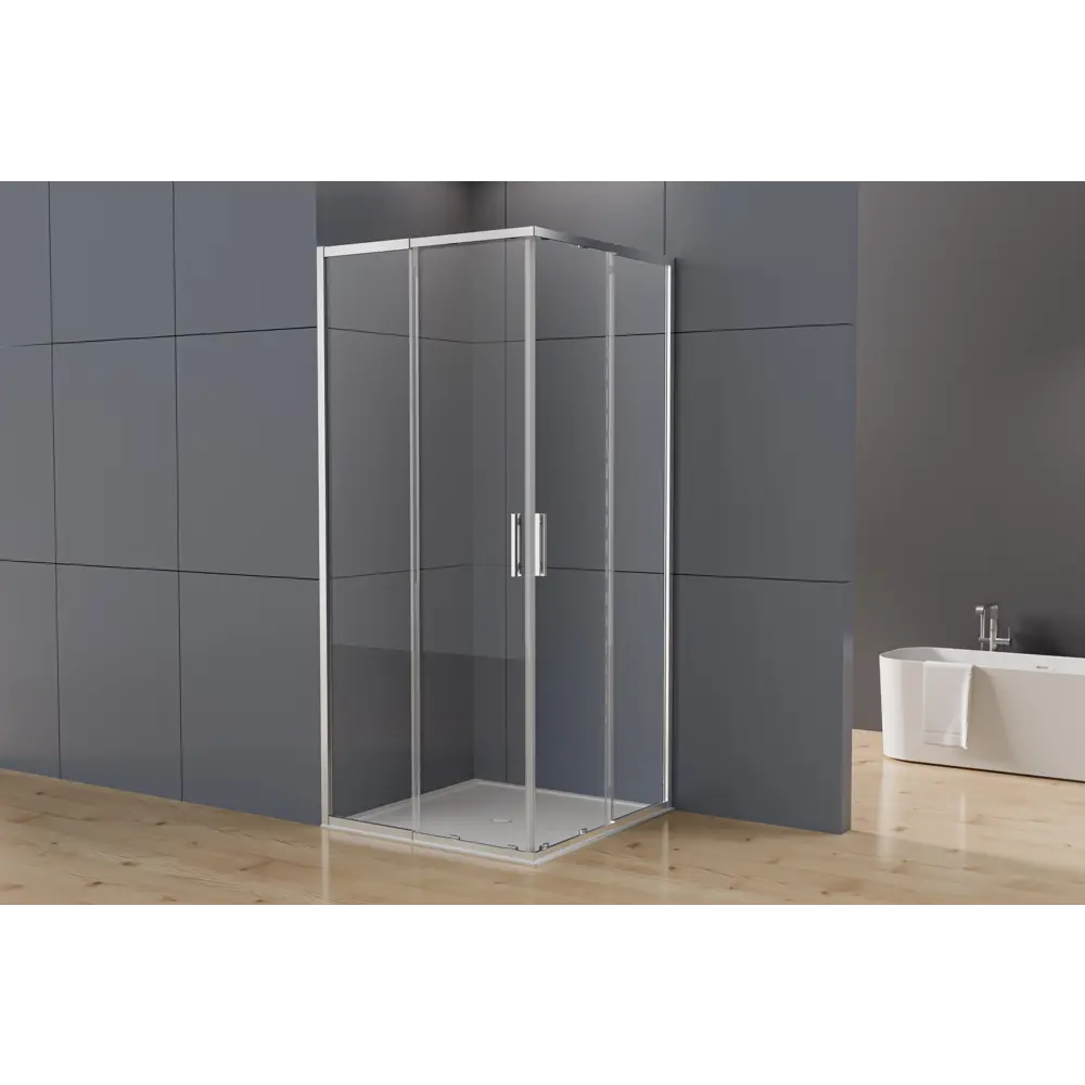 Фото 2 Душевой уголок Vincea Rapid-N VSS-3RN 90x90см квадратный хромированный профиль эффект стекла прозрачное закаленное стекло