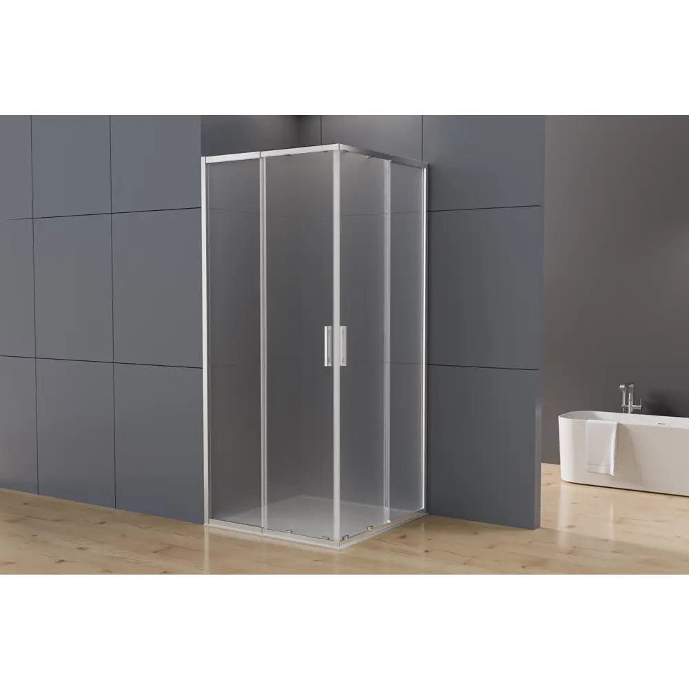 Фото 2 Душевой уголок Vincea Rapid-N VSS-3RN квадратный 90x90см хромированный профиль эффект стекла рифленый