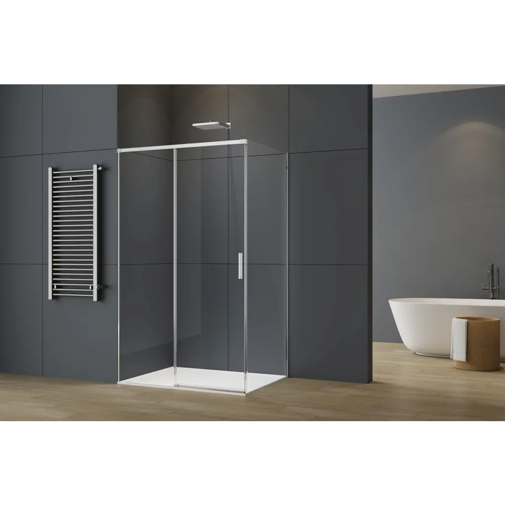 Фото 2 Душевой уголок Vincea Soft 2 VSR-3SO2 прямоугольный 130x80см хромированный профиль эффект стекла прозрачное закаленное стекло