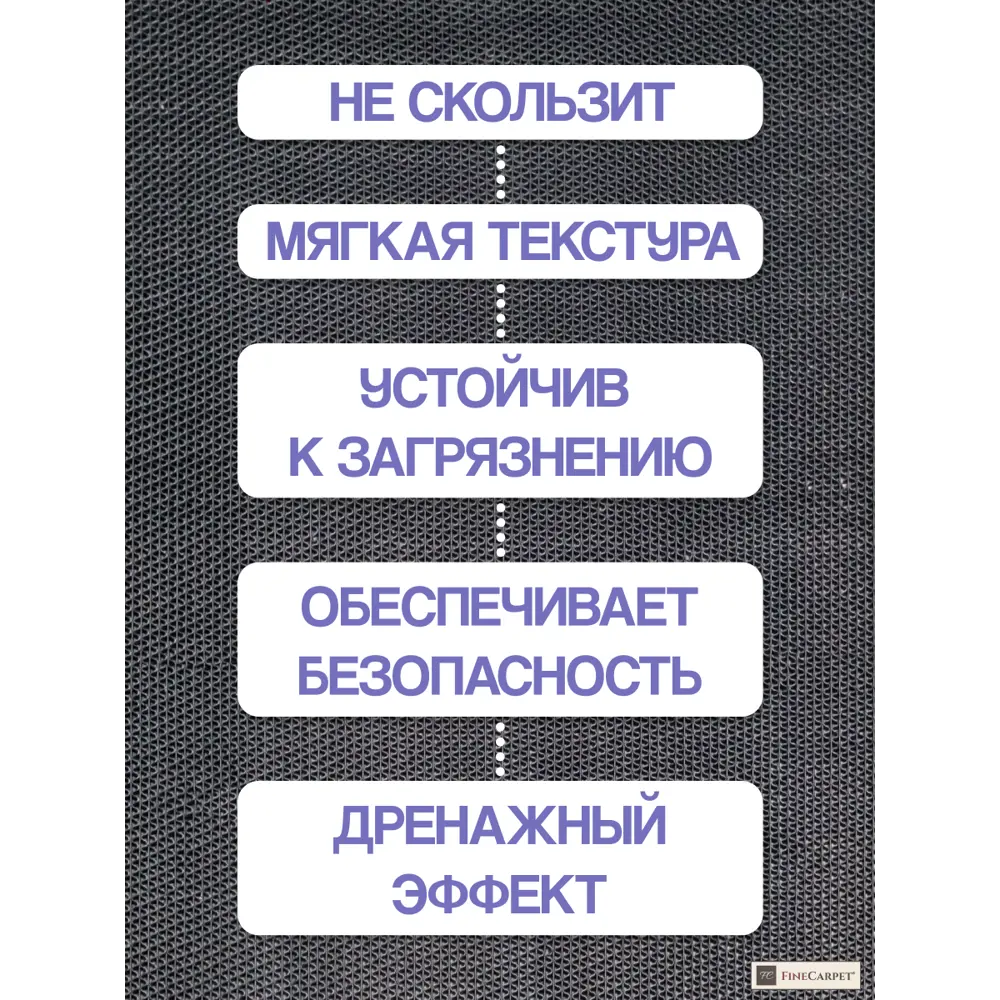 Фото 3 Дорожка Зиг Заг 4.5 мм 1.2х3 м черный Фото 3 Дорожка Зиг Заг 4.5 мм 1.2х3 м черный