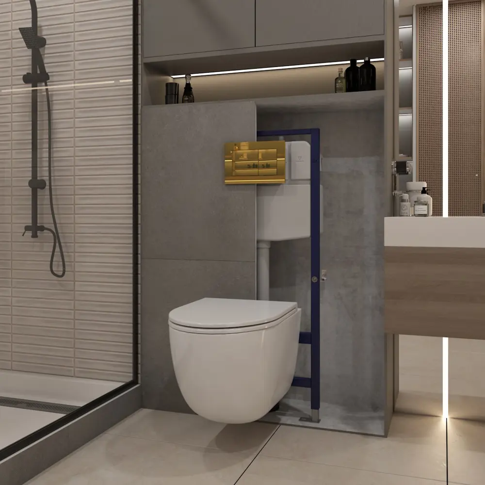 Фото 5 Инсталляция с унитазом комплект 5 в 1 Teymi F16065 унитаз подвесной безободковый Lina S кнопка золото Фото 5 Инсталляция с унитазом комплект 5 в 1 Teymi F16065 унитаз подвесной безободковый Lina S кнопка золото