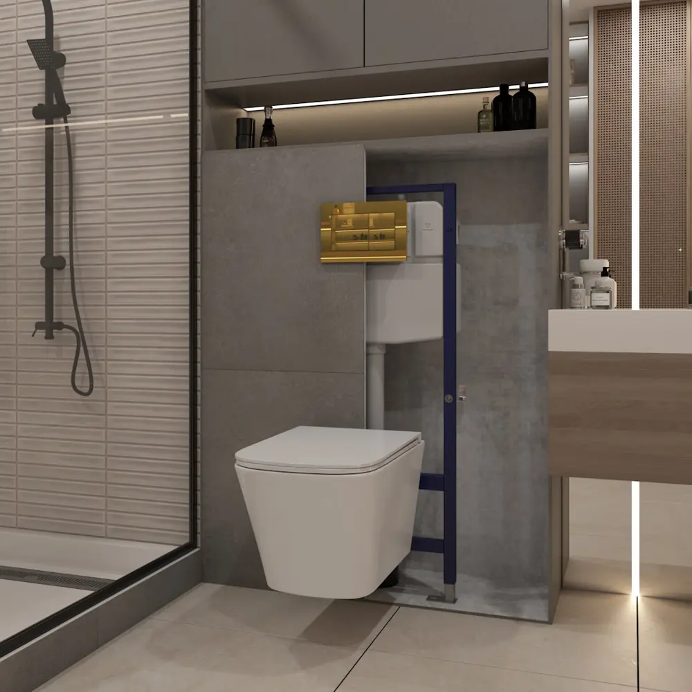 Фото 5 Инсталляция с унитазом комплект 5 в 1 Teymi F16071 унитаз подвесной безободковый торнадо Helmi Vortex кнопка золото Фото 5 Инсталляция с унитазом комплект 5 в 1 Teymi F16071 унитаз подвесной безободковый торнадо Helmi Vortex кнопка золото