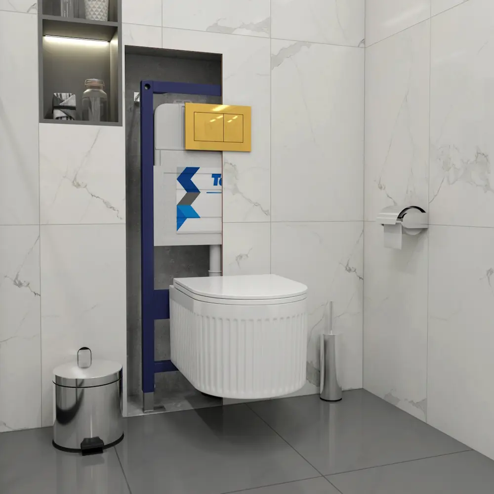 Фото 5 Инсталляция с унитазом комплект 5 в 1 Teymi F16093 унитаз подвесной безободковый торнадо Martta Vortex кнопка золото Фото 5 Инсталляция с унитазом комплект 5 в 1 Teymi F16093 унитаз подвесной безободковый торнадо Martta Vortex кнопка золото