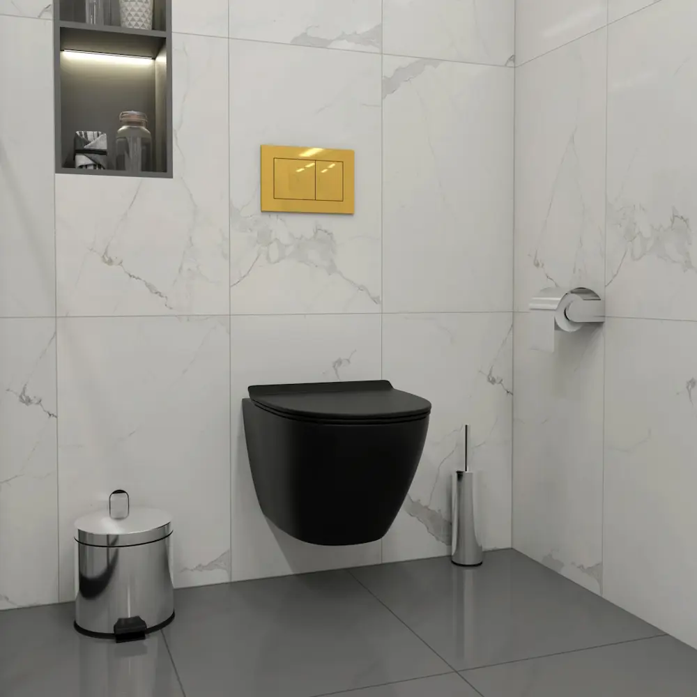 Фото 4 Инсталляция с унитазом комплект 5 в 1 Teymi F16096 унитаз подвесной безободковый торнадо черный Lina Pro Vortex Black кнопка золото Фото 4 Инсталляция с унитазом комплект 5 в 1 Teymi F16096 унитаз подвесной безободковый торнадо черный Lina Pro Vortex Black кнопка золото