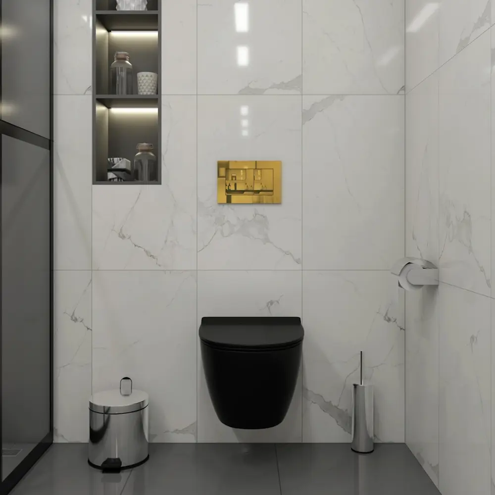 Фото 3 Инсталляция с унитазом комплект 5 в 1 Teymi F16096 унитаз подвесной безободковый торнадо черный Lina Pro Vortex Black кнопка золото Фото 3 Инсталляция с унитазом комплект 5 в 1 Teymi F16096 унитаз подвесной безободковый торнадо черный Lina Pro Vortex Black кнопка золото