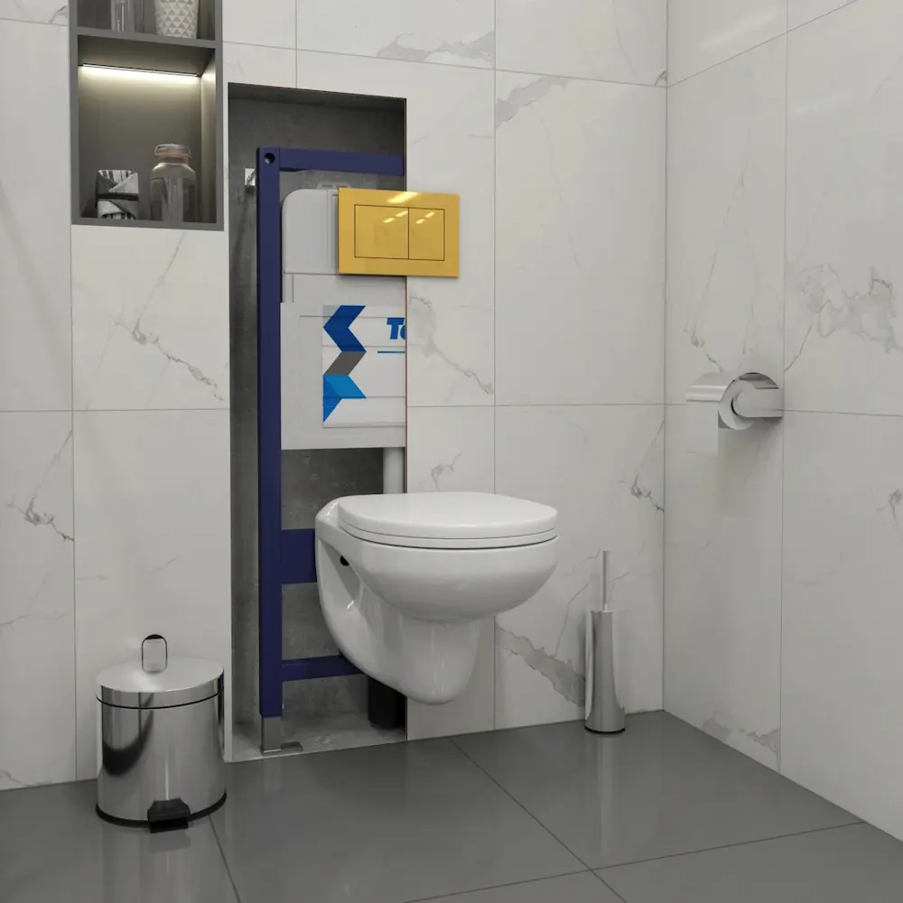 Фото 5 Инсталляция с унитазом комплект 5 в 1 Teymi F16102 унитаз подвесной безободковый Hanna кнопка золото Фото 5 Инсталляция с унитазом комплект 5 в 1 Teymi F16102 унитаз подвесной безободковый Hanna кнопка золото