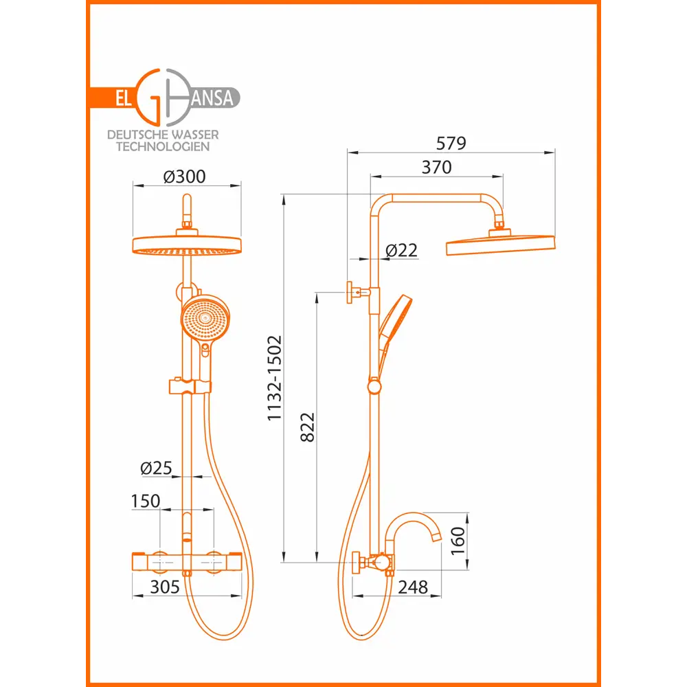 Фото 7 Душевая система Elghansa 6747157-2X с термостатом, 3 режимная цвет хром Фото 7 Душевая система Elghansa 6747157-2X с термостатом, 3 режимная цвет хром