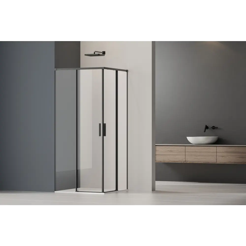 Фото 2 Душевой уголок Vincea Rapid-N VSS-3RN квадратный 80x80см черный профиль эффект стекла прозрачное закаленное стекло Фото 2 Душевой уголок Vincea Rapid-N VSS-3RN квадратный 80x80см черный профиль эффект стекла прозрачное закаленное стекло