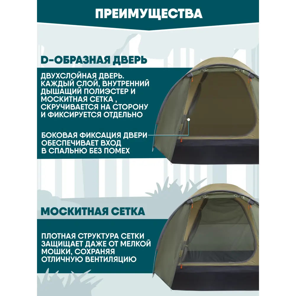 Фото 5 Палатка четырёхместная Jungle Camp 70826 Vermont зеленый Фото 5 Палатка четырёхместная Jungle Camp 70826 Vermont зеленый