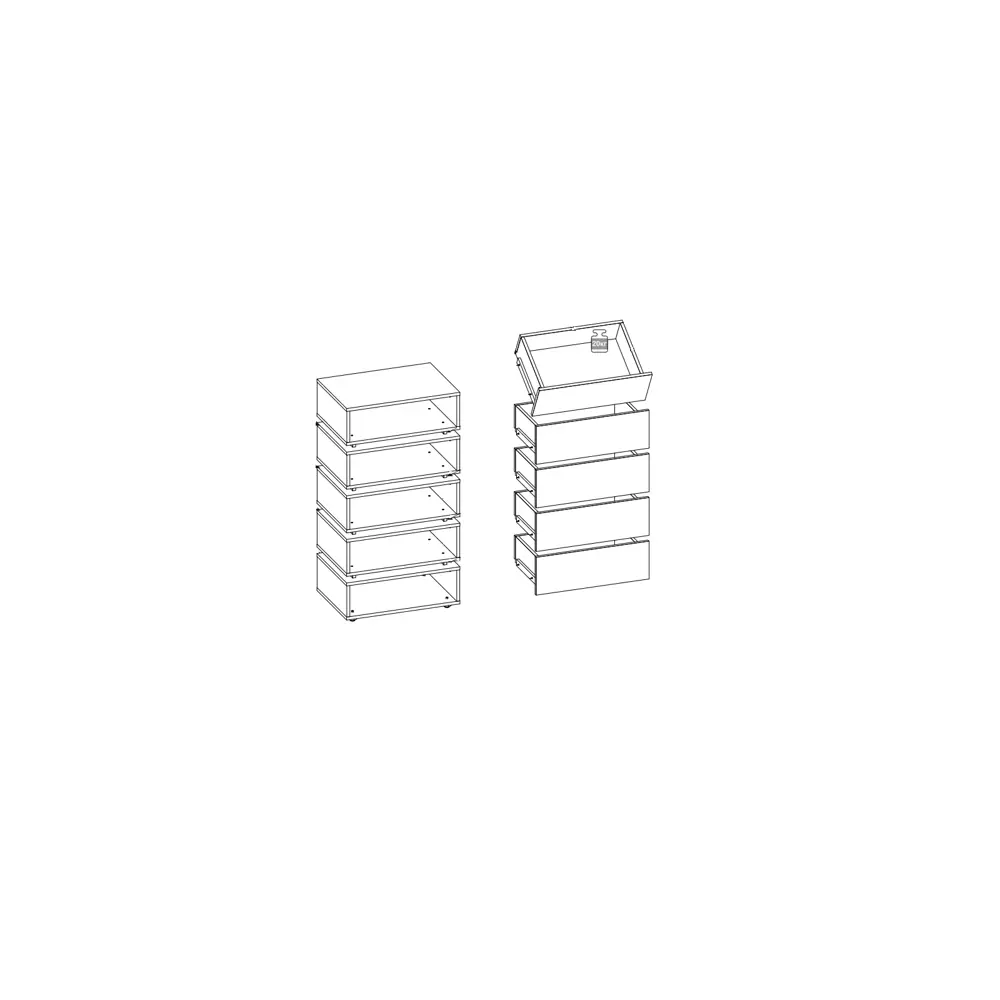 Фото 4 Комод Глазов 5 ящиков 60.20x44x116 см ЛДСП цвет дуб Фото 4 Комод Глазов 5 ящиков 60.20x44x116 см ЛДСП цвет дуб