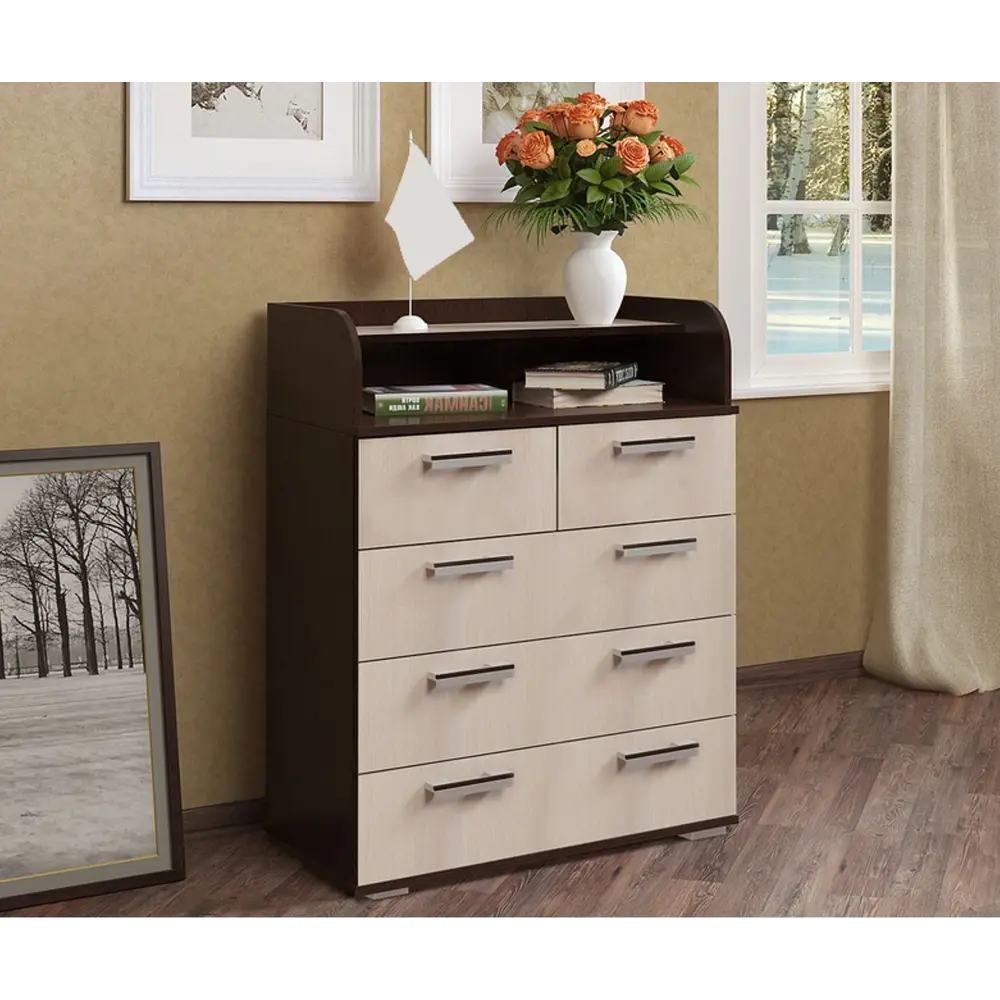 Фото 3 Комод Бтс 5 ящиков 80x46x102 см ЛДСП цвет венге