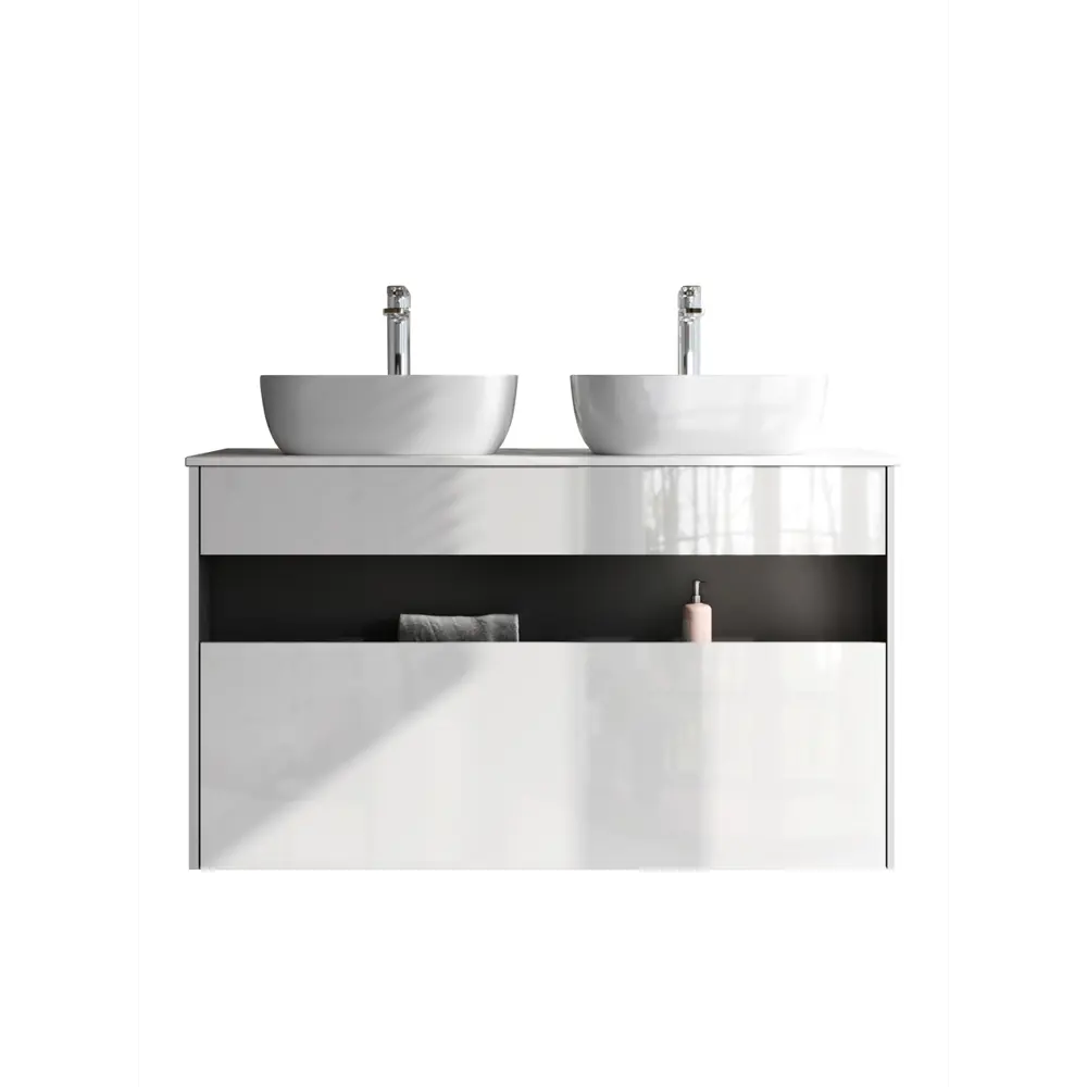 Фото 10 Тумба с раковиной и столешницей в ванную AM.PM Func 120 см накладная раковина 45 см белый глянец Фото 10 Тумба с раковиной и столешницей в ванную AM.PM Func 120 см накладная раковина 45 см белый глянец