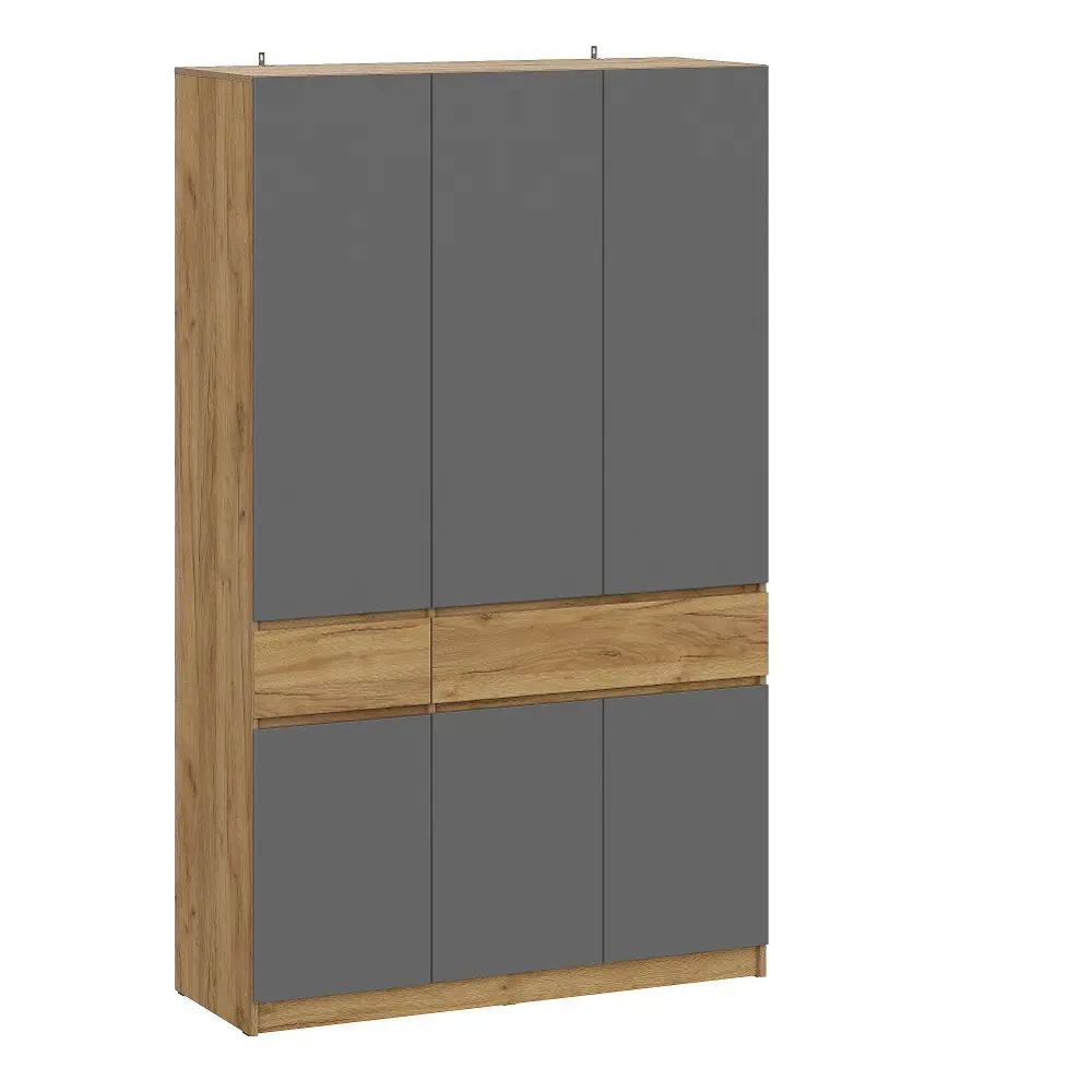 Фото Шкаф распашной Арника Авиньон с 3 дверями 134.9x221.6x50.6 см ЛДСП цвет графит/темно-светлое дерево Фото Шкаф распашной Арника Авиньон с 3 дверями 134.9x221.6x50.6 см ЛДСП цвет графит/темно-светлое дерево