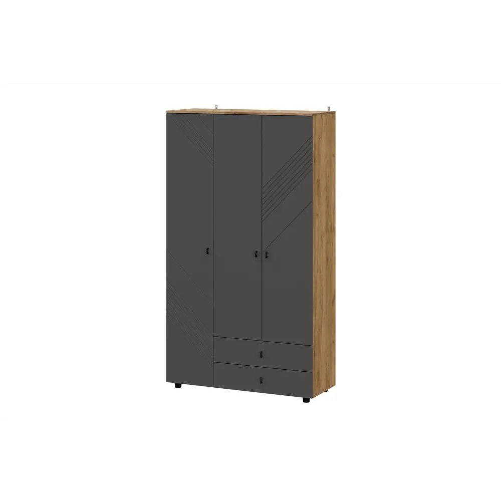 Фото Шкаф распашной Арника Байкал с 3 дверями и ящиками 120x210.6x46.4 см ЛДСП цвет дуб золотой/графит Фото Шкаф распашной Арника Байкал с 3 дверями и ящиками 120x210.6x46.4 см ЛДСП цвет дуб золотой/графит