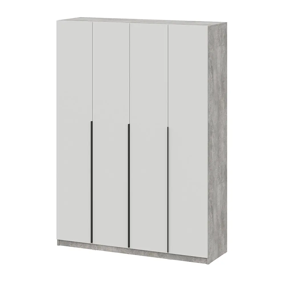 Фото 2 Шкаф распашной Арника Шк с 4 дверями 160.1x221.6x50.6 см ЛДСП цвет цемент светлый/белый шагрень