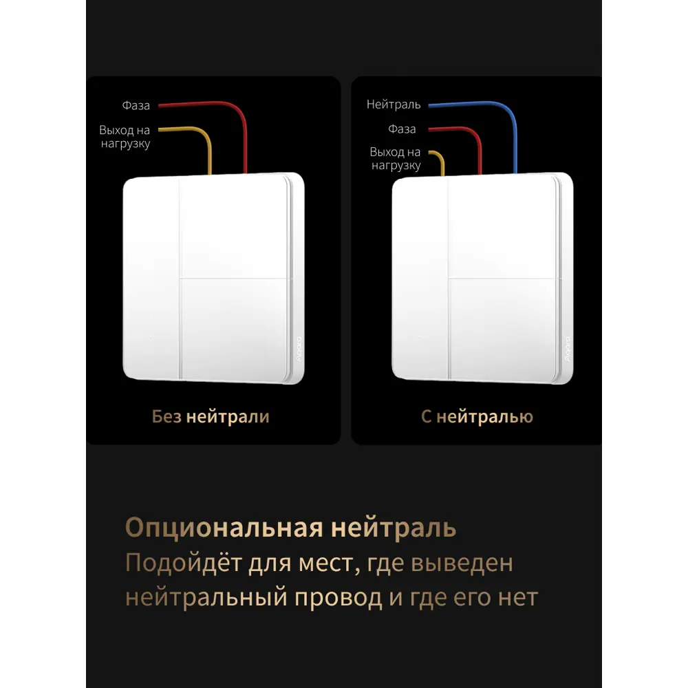 Фото 5 Умный выключатель встраиваемый Aqara ZNQBKG44LM_wh 3 клавиши цвет белый