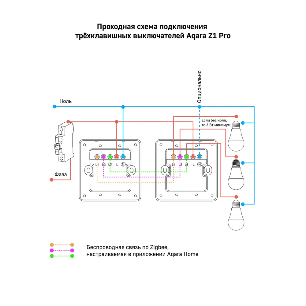 Фото 15 Умный выключатель встраиваемый Aqara ZNQBKG44LM_wh 3 клавиши цвет белый