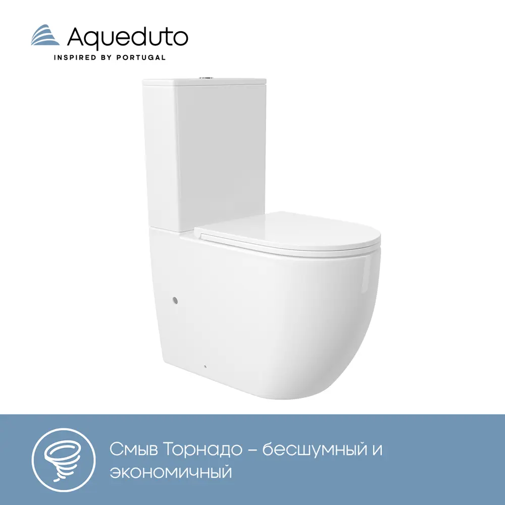 Фото Унитаз-компакт Aqueduto OVO Plus AQDSOVOT10 Tornado безободковый с микролифтом цвет белый глянцевый Фото Унитаз-компакт Aqueduto OVO Plus AQDSOVOT10 Tornado безободковый с микролифтом цвет белый глянцевый