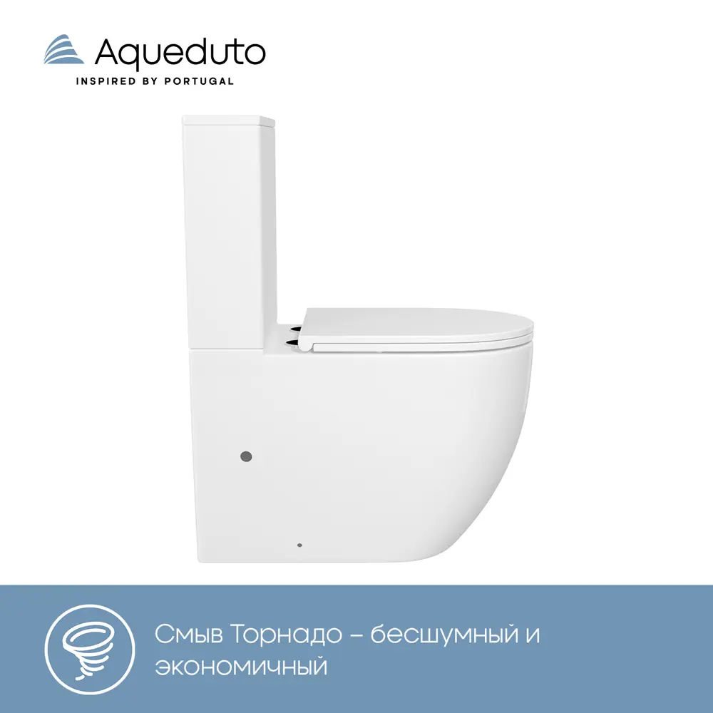 Фото 3 Унитаз-компакт Aqueduto OVO Plus AQDSOVOT10 Tornado безободковый с микролифтом цвет белый глянцевый Фото 3 Унитаз-компакт Aqueduto OVO Plus AQDSOVOT10 Tornado безободковый с микролифтом цвет белый глянцевый