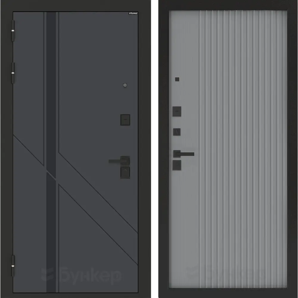 Фото Входная дверь Bunker Бункер BN-12 левый 205x96см цвет веллюто оскуро/серый софт рельеф с панелью Хомс Фото Входная дверь Bunker Бункер BN-12 левый 205x96см цвет веллюто оскуро/серый софт рельеф с панелью Хомс