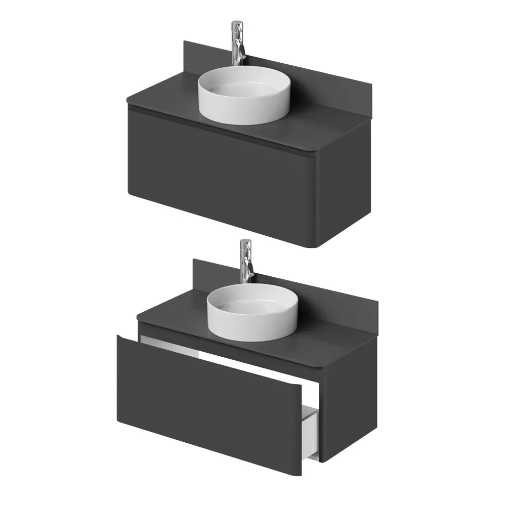 Фото 10 Тумба под раковину подвесная Итана 4657839164685 100см цвет графит