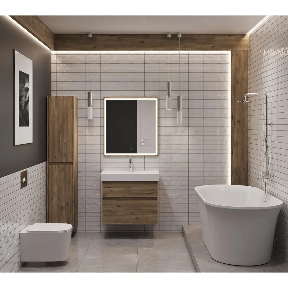 Фото 21 Тумба под раковину подвесная Aquanet 00346316 75см цвет дуб рустикальный Фото 21 Тумба под раковину подвесная Aquanet 00346316 75см цвет дуб рустикальный